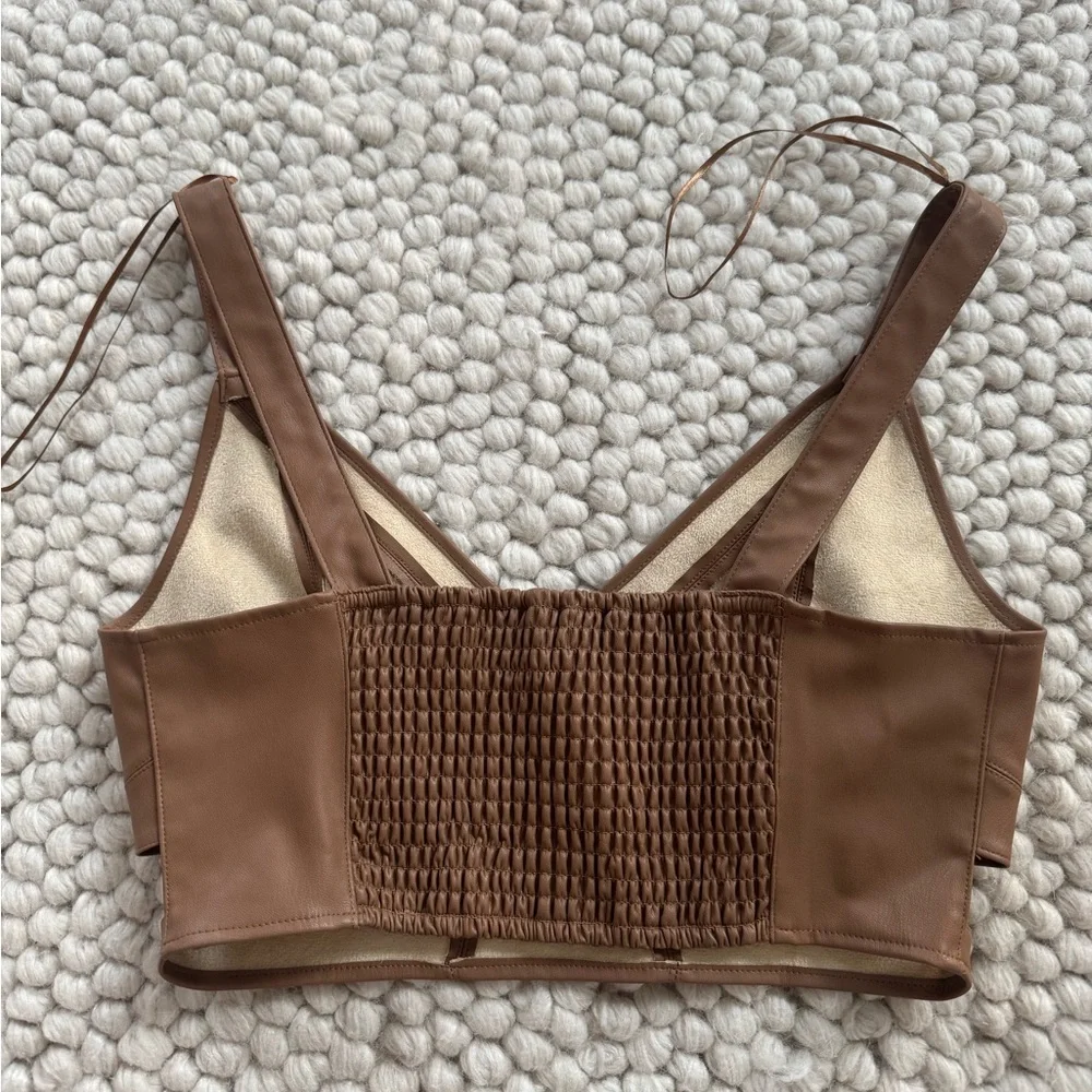 Zara Tan Leather Top - Picture 3 of 4